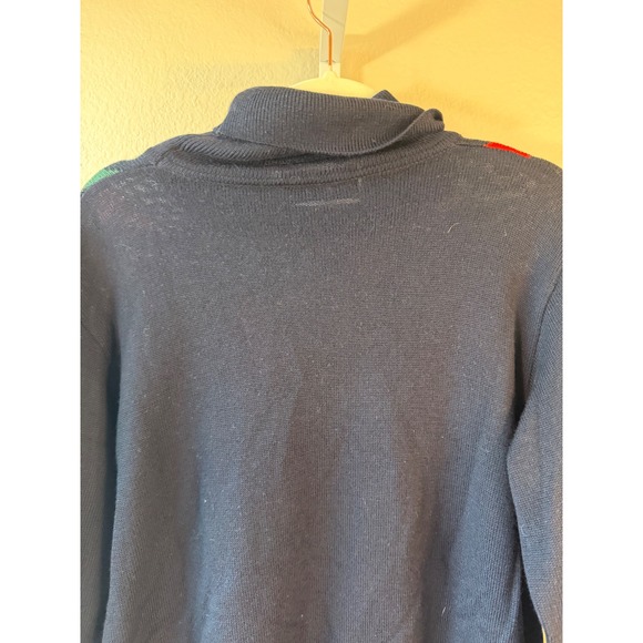 Vintage Burberrys of London Navy Argyle Virgin Wool Turtleneck Sweater Size 42 - Picture 8 of 10